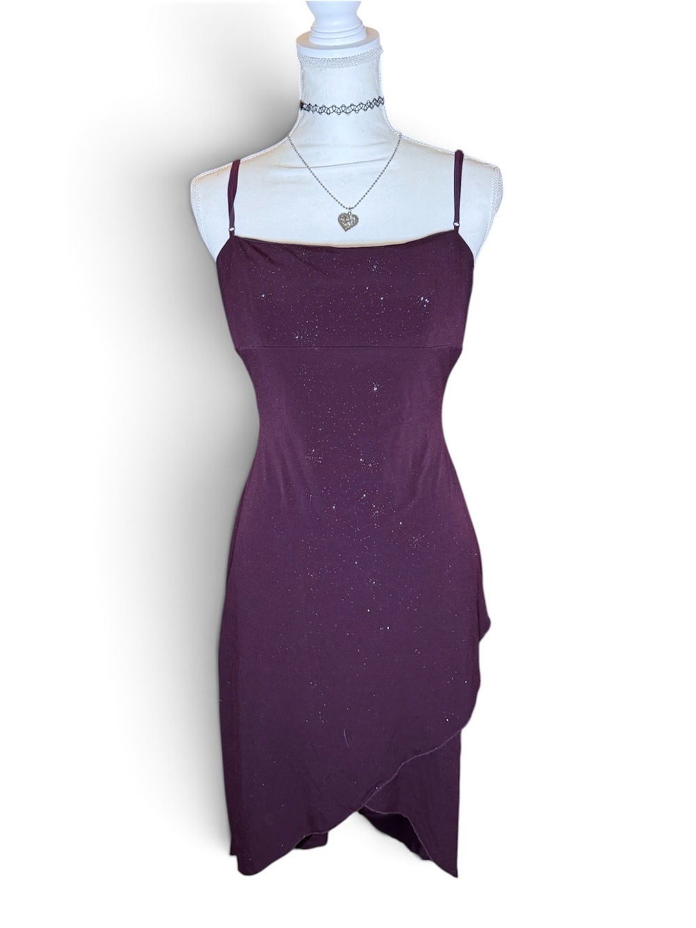 SPARKLY PURPLE Y2K DRESS WHIMSY GOTH FAIRY CORE SPAGHETTI STRAP 🧚💜